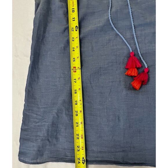Boden Women’s Chambray Top Cap Sleeve Blue Tassel Tie Front Cottagecore US 4 - Picture 4 of 8